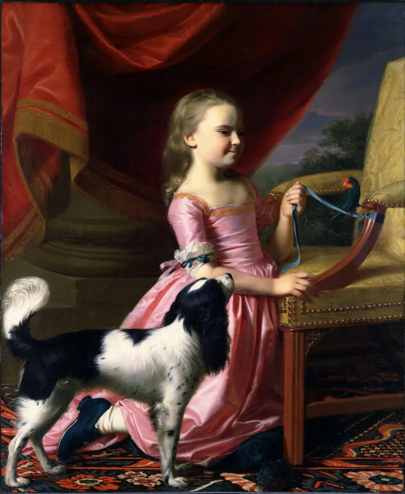 Genç kadın, bir kuş ve bir köpek ile - John Singleton Copley