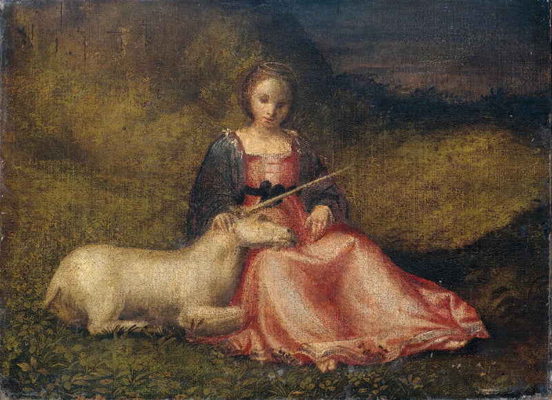 Genç kadın ve bir tekboynuzlu at - Giorgione
