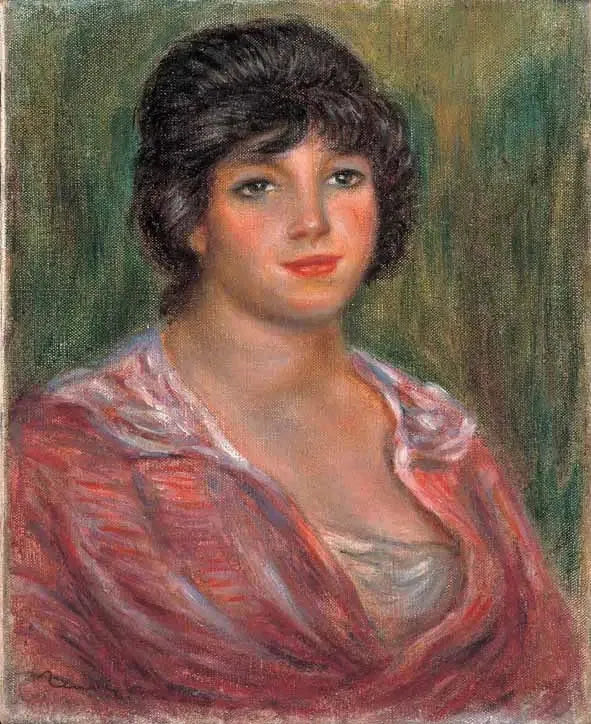 Kırmızı bluzlu esmer genç kadın (Colonna Romano) - Pierre-Auguste Renoir
