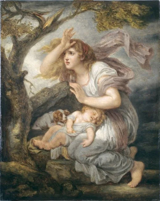 Genç korkmuş kadın fırtınadan - Jean-Baptiste Greuze