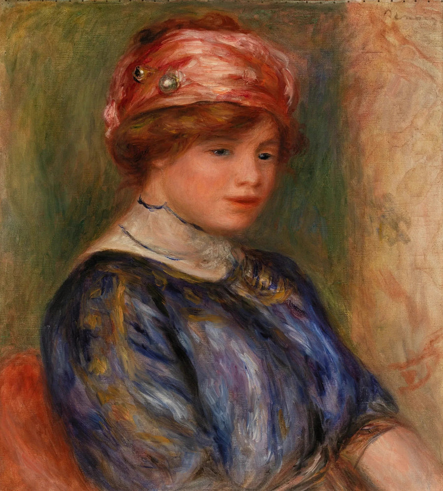 Mavi Elbise Giymiş Genç Kadın, Gövde (Mavi Korse Giymiş Genç Kadın, Gövde) - Pierre-Auguste Renoir
