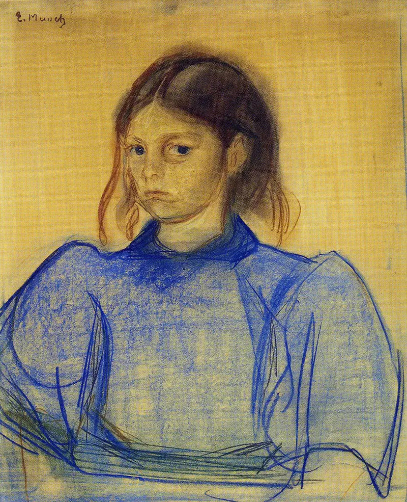 Mavi Elbiseli Genç Kadın - Edvard Munch