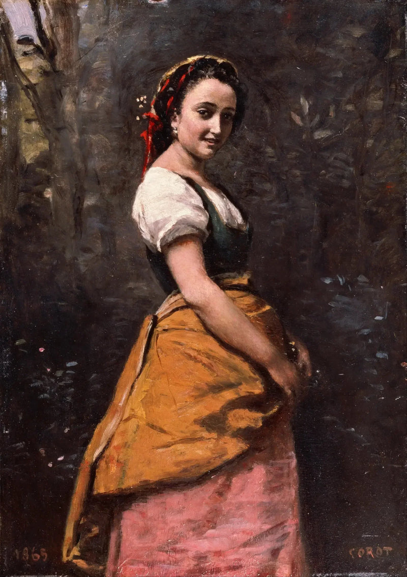 Genç kadın ormanda - Jean-Baptiste Camille Corot
