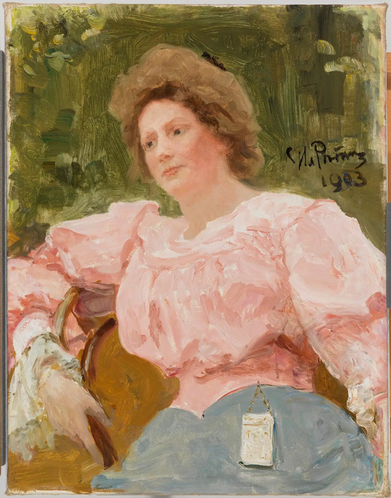 Genç kadın pembe elbise içinde - Ilya Repin