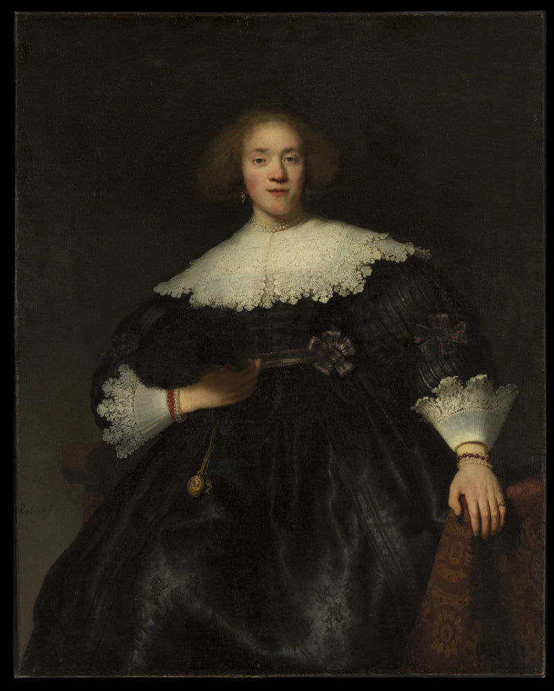 Bir genç kadının yelpazesi ile portresi - Rembrandt