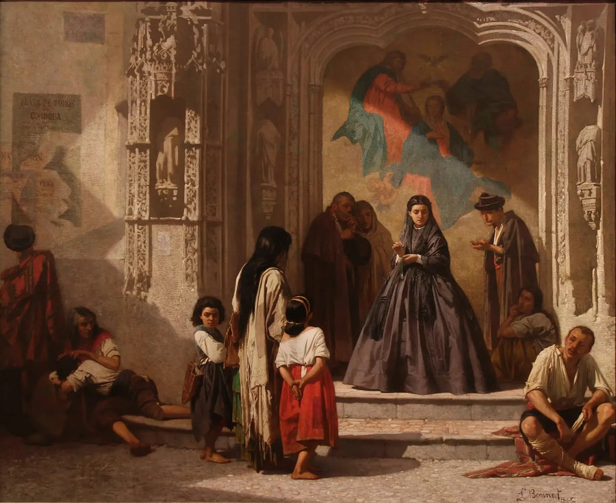 Cordoba'daki Saint-Sébastien Hastanesi Şapeli girişinde hayırsever genç kadın - Léon Bonnat