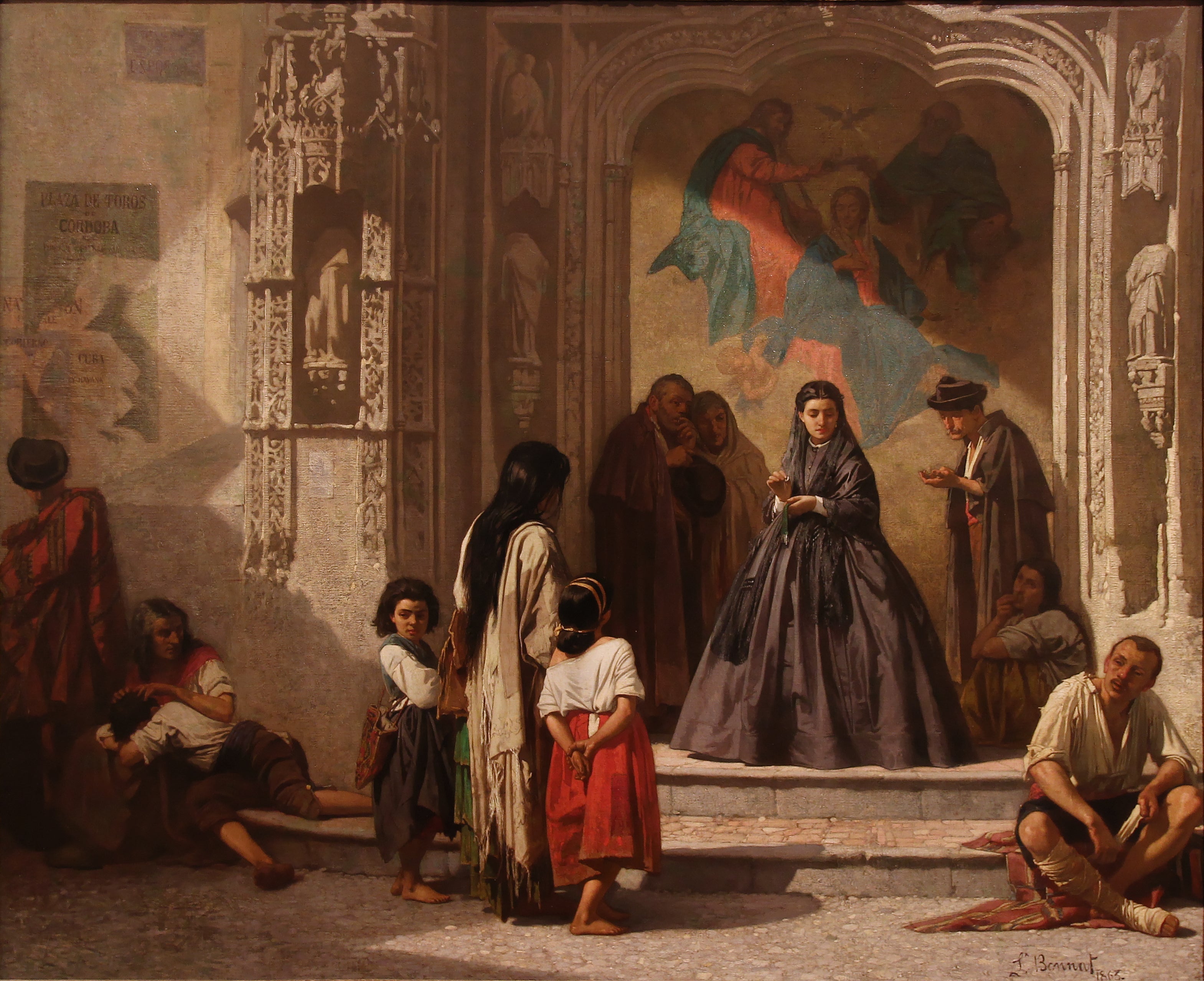 Jeune femme faisant la charité à l'entrée de la chapelle de l'hôpital Saint-Sébastien à Cordoue - Léon Bonnat