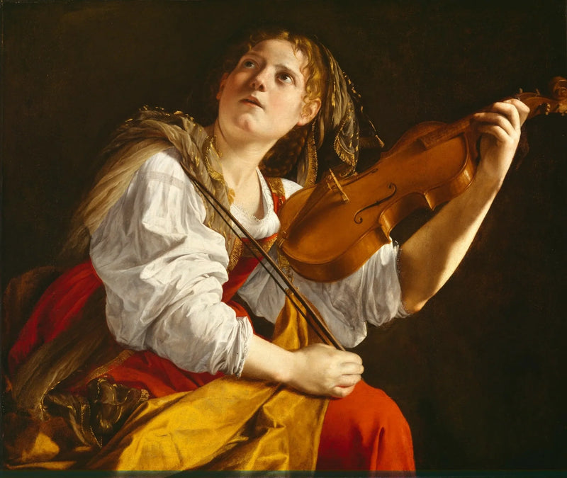 Genç kadın keman çalarken - Orazio Gentileschi