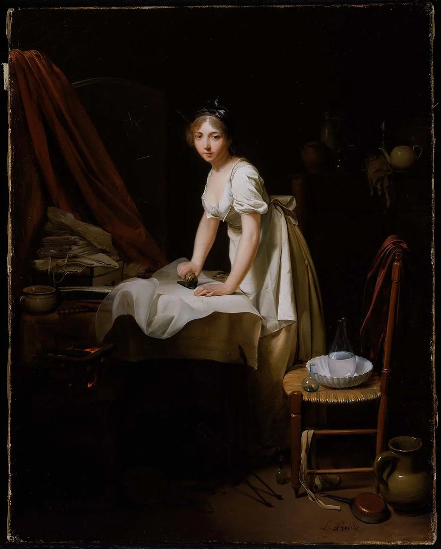 Genç kadın ütü yaparken - Louis-Léopold Boilly