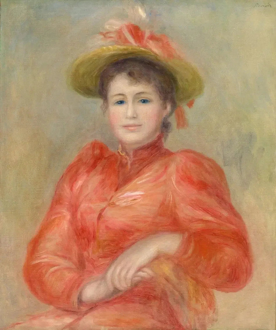 Kırmızı Elbise Giymiş Genç Kadın - Pierre-Auguste Renoir