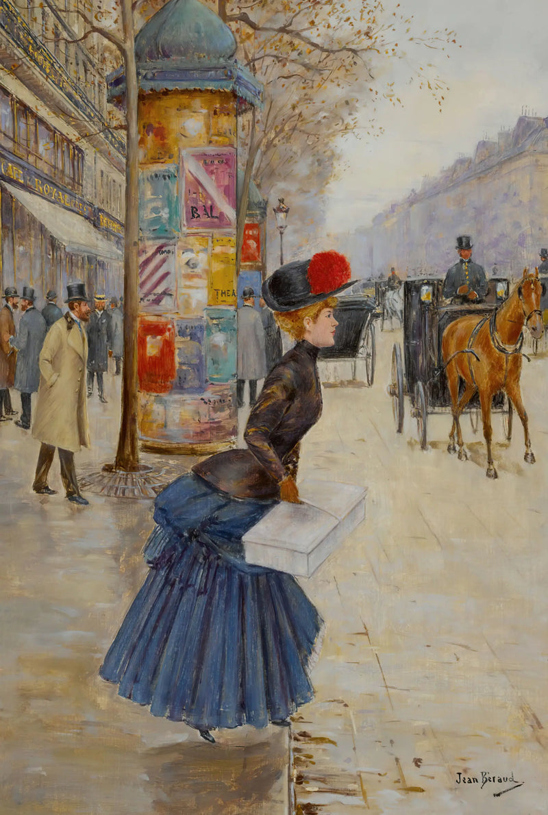 Genç kadın bulvarı geçerken - Jean Béraud