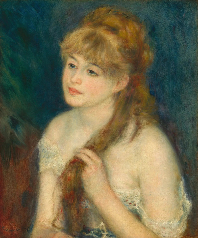 Genç kadın saçını örüyor - Pierre-Auguste Renoir