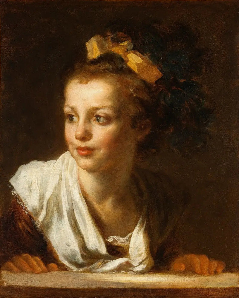 Genç kız pencere pervazına yaslanmış - Jean-Honoré Fragonard