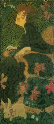 Tavşanlı Oturan Genç Kız - Pierre Bonnard