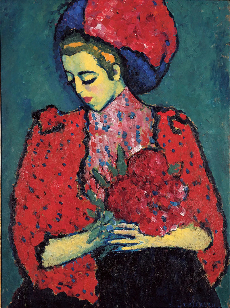 Genç Kız ve Pivonlar - Alexej von Jawlensky
