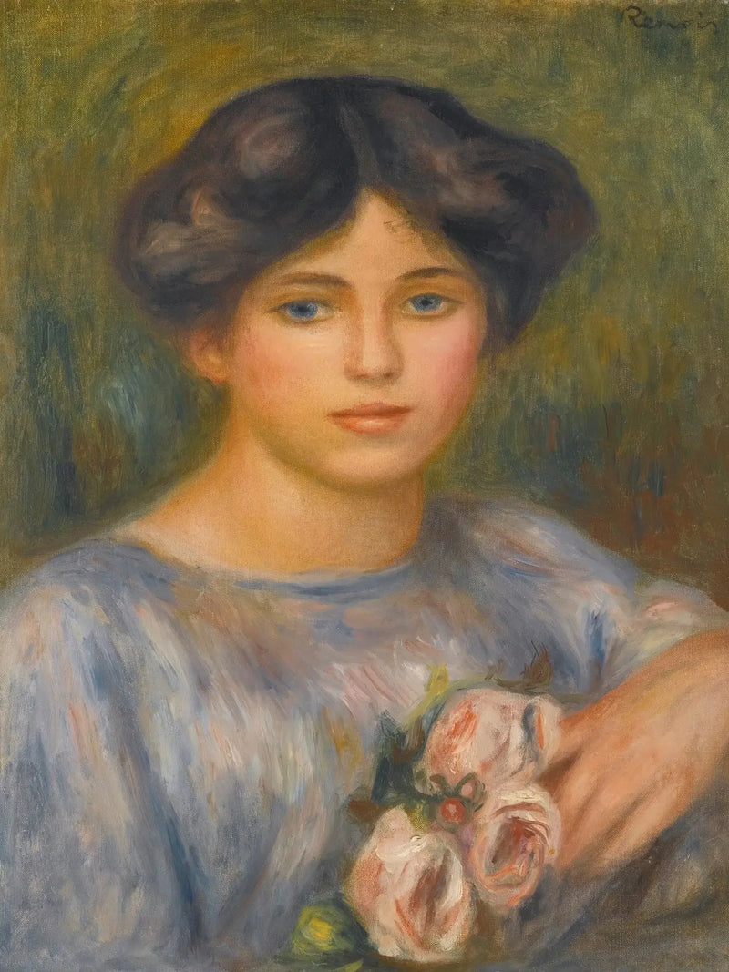Gül Çiçeği Olan Genç Kız - Pierre-Auguste Renoir