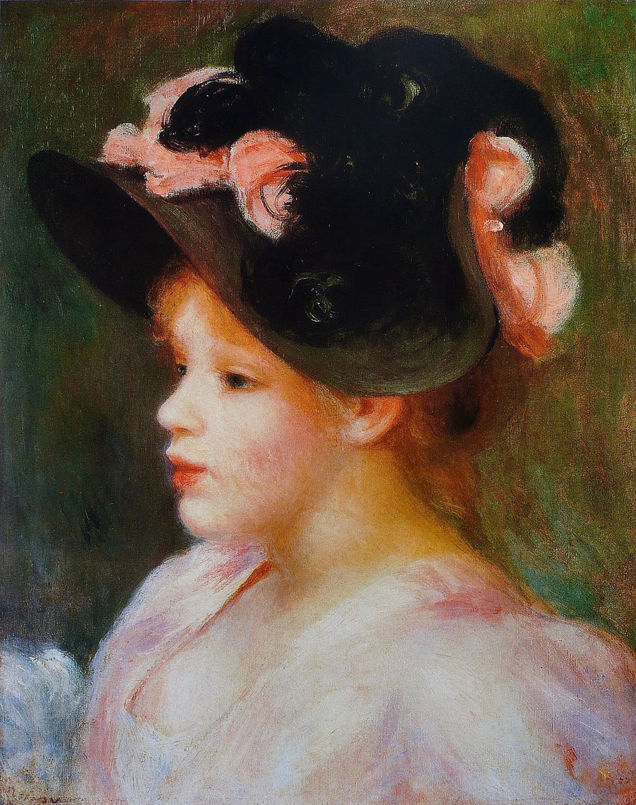 Pembe ve Siyah Şapkalı Genç Kız - Pierre-Auguste Renoir