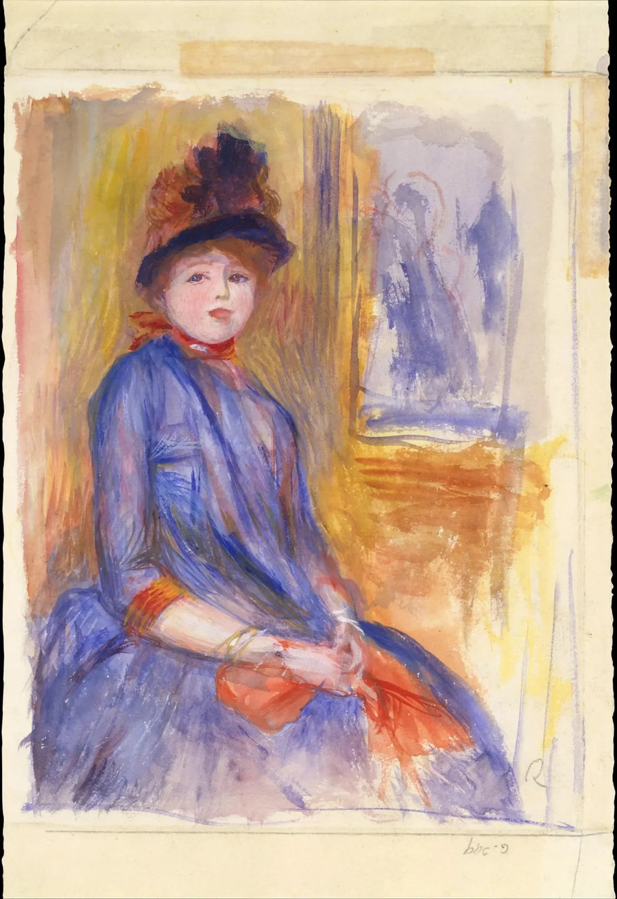 Mavi Elbise Giymiş Genç Kız - Pierre-Auguste Renoir