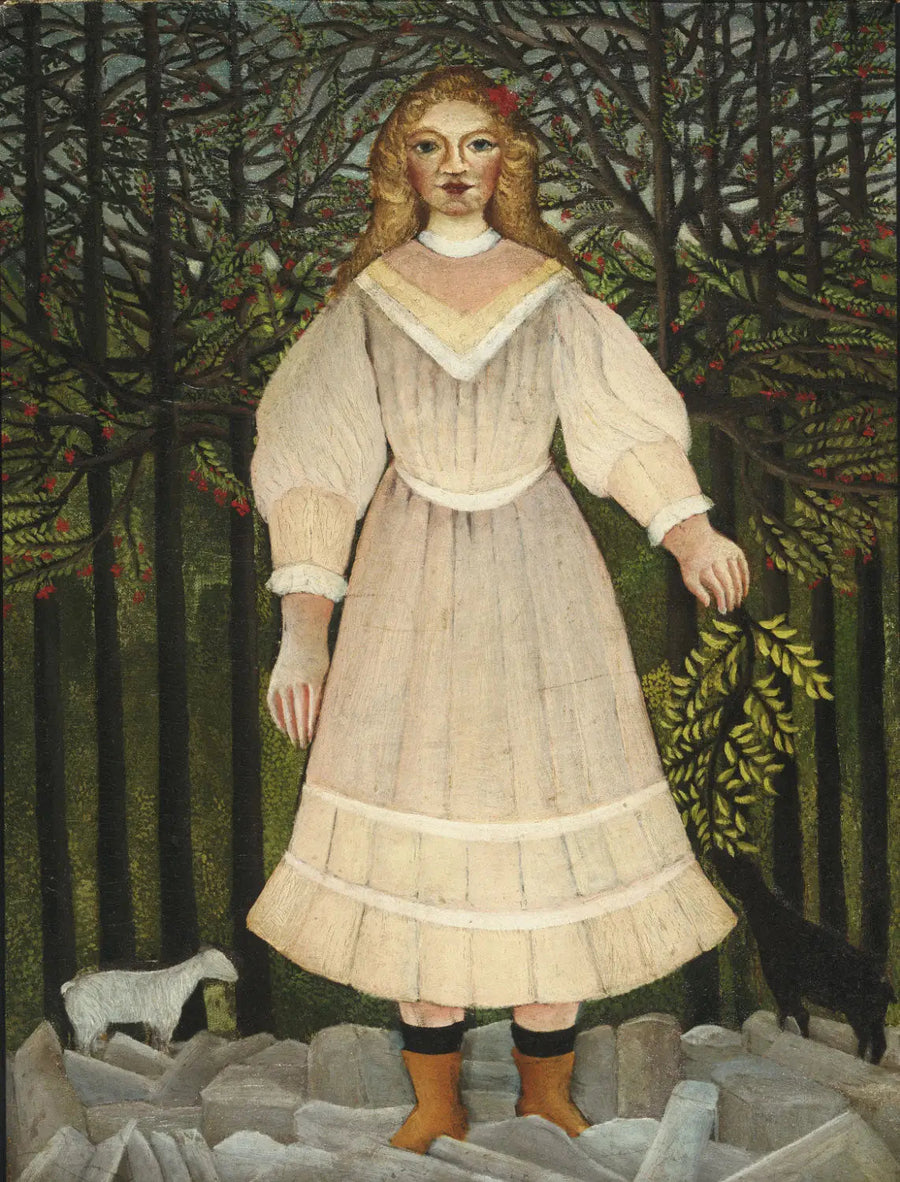 Genç Kız Pembe Elbise - Henri Rousseau