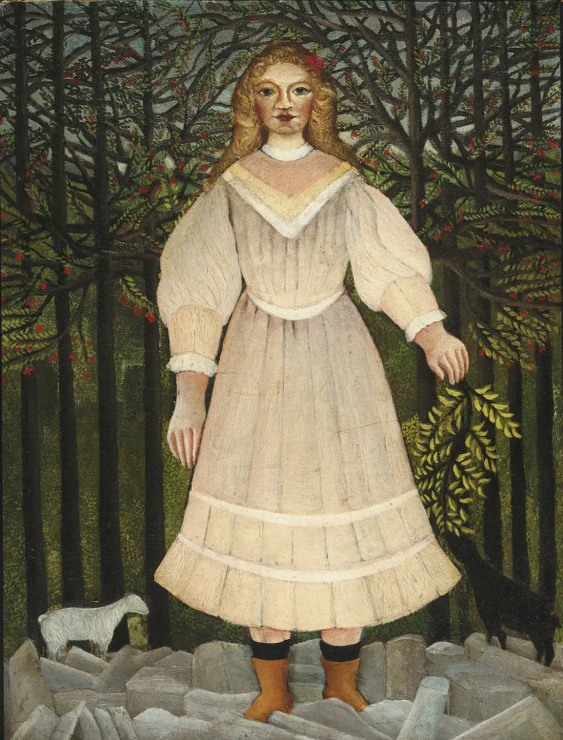 Genç Kız Pembe Elbise - Henri Rousseau