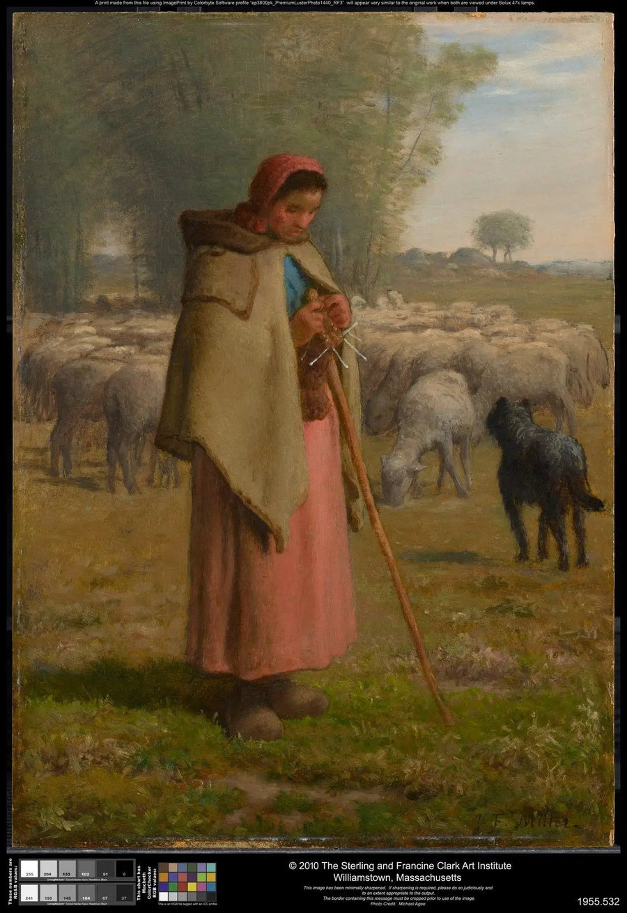 Genç kız koyunlarını koruyor - Jean-François Millet