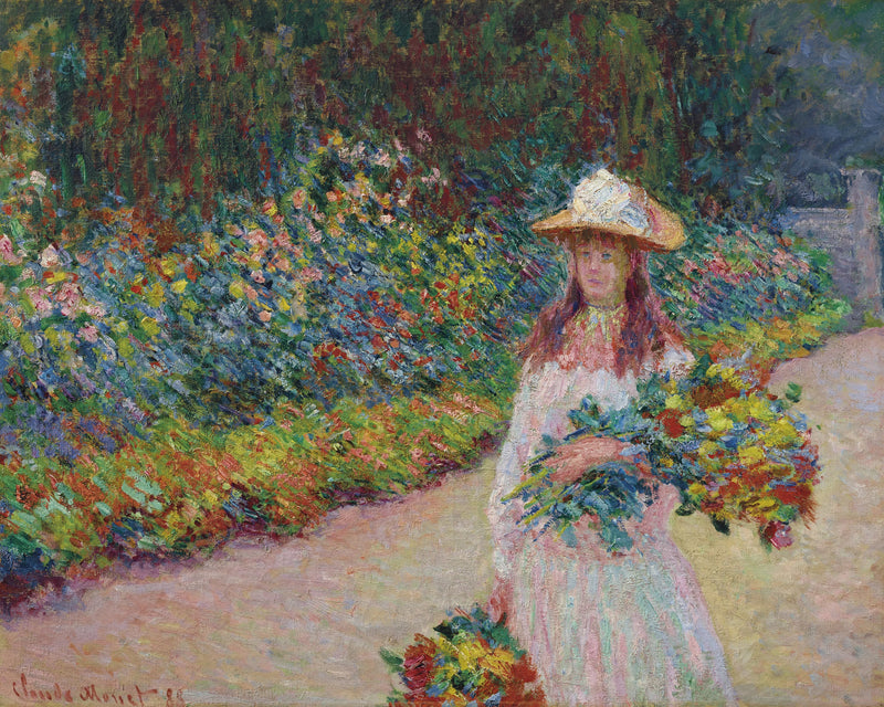 Giverny W1207 bahçesindeki genç kız - Claude Monet