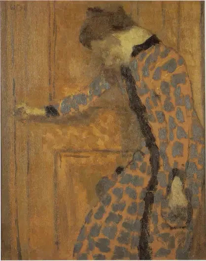Genç kız, kapı koluna elini koymuş - Édouard Vuillard