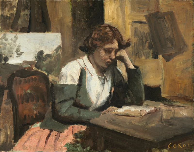 Genç Kız Okuyor - Jean-Baptiste Camille Corot