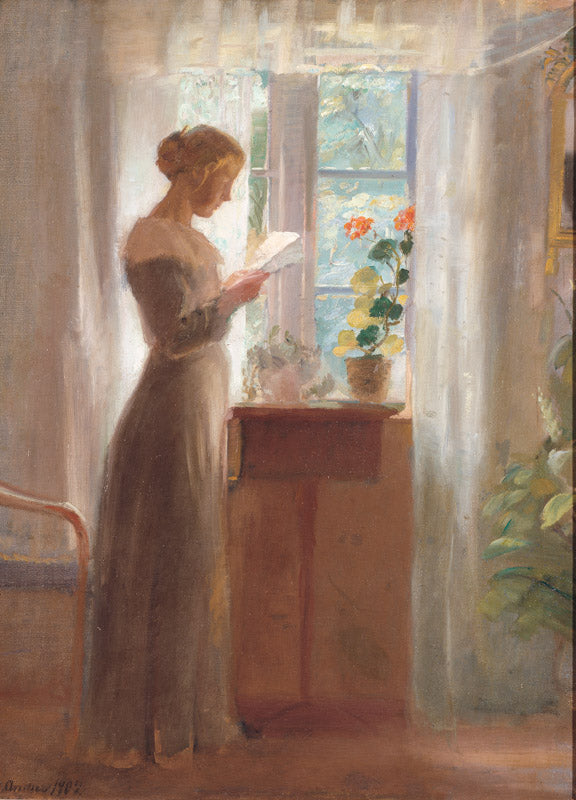 Genç kız mektup okuyor. - Anna Ancher