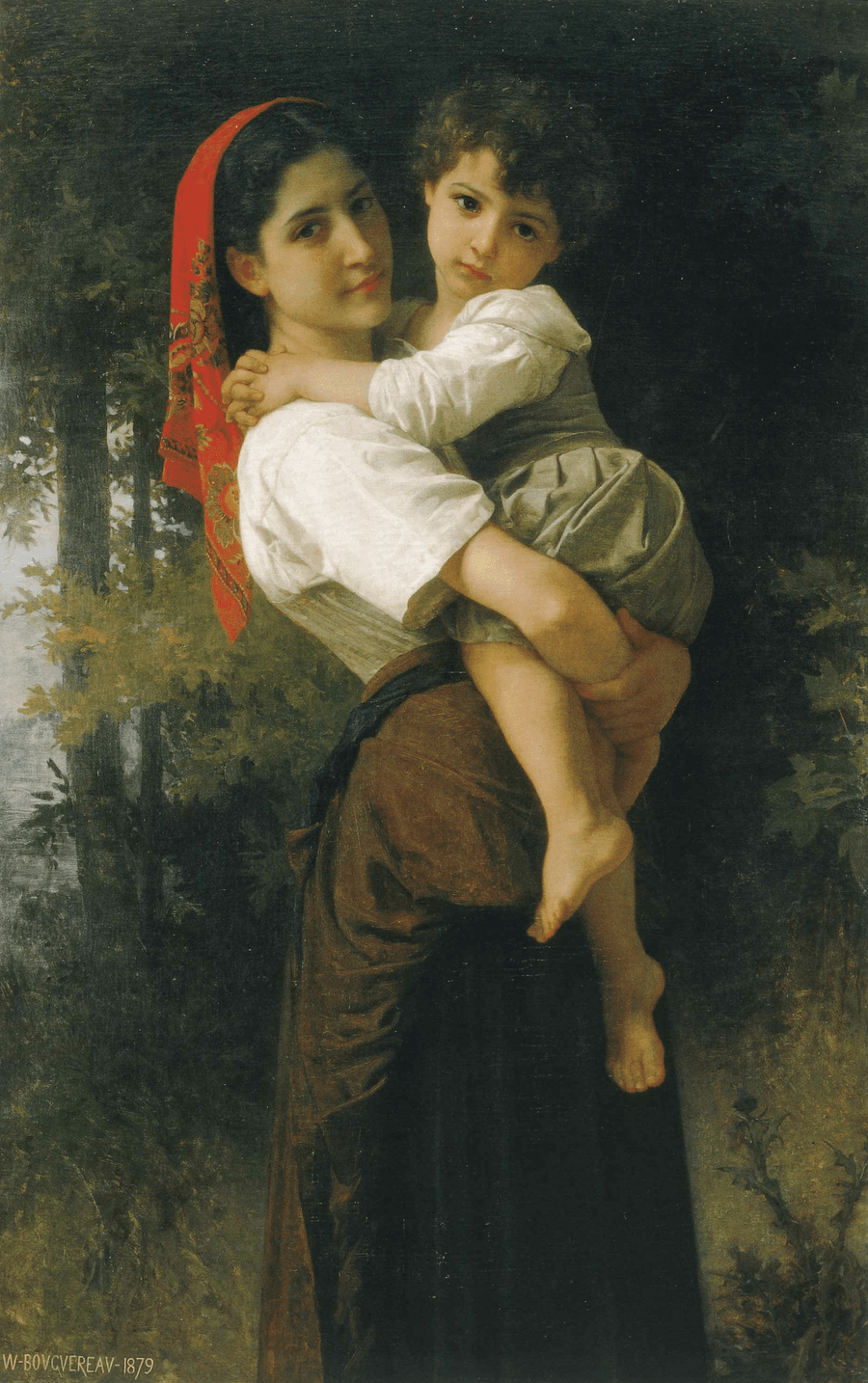 Jeune fille portant un enfant - Bouguereau