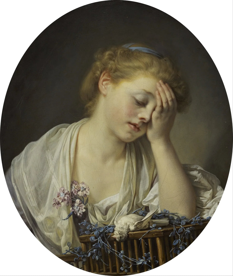 Genç Kız Ölen Kuşunu Ağlarken - Jean-Baptiste Greuze