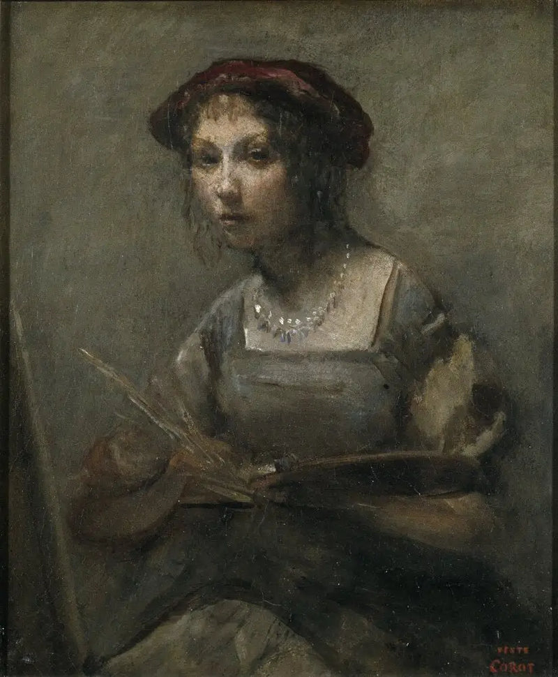 Genç kız palet tutuyor - Jean-Baptiste Camille Corot
