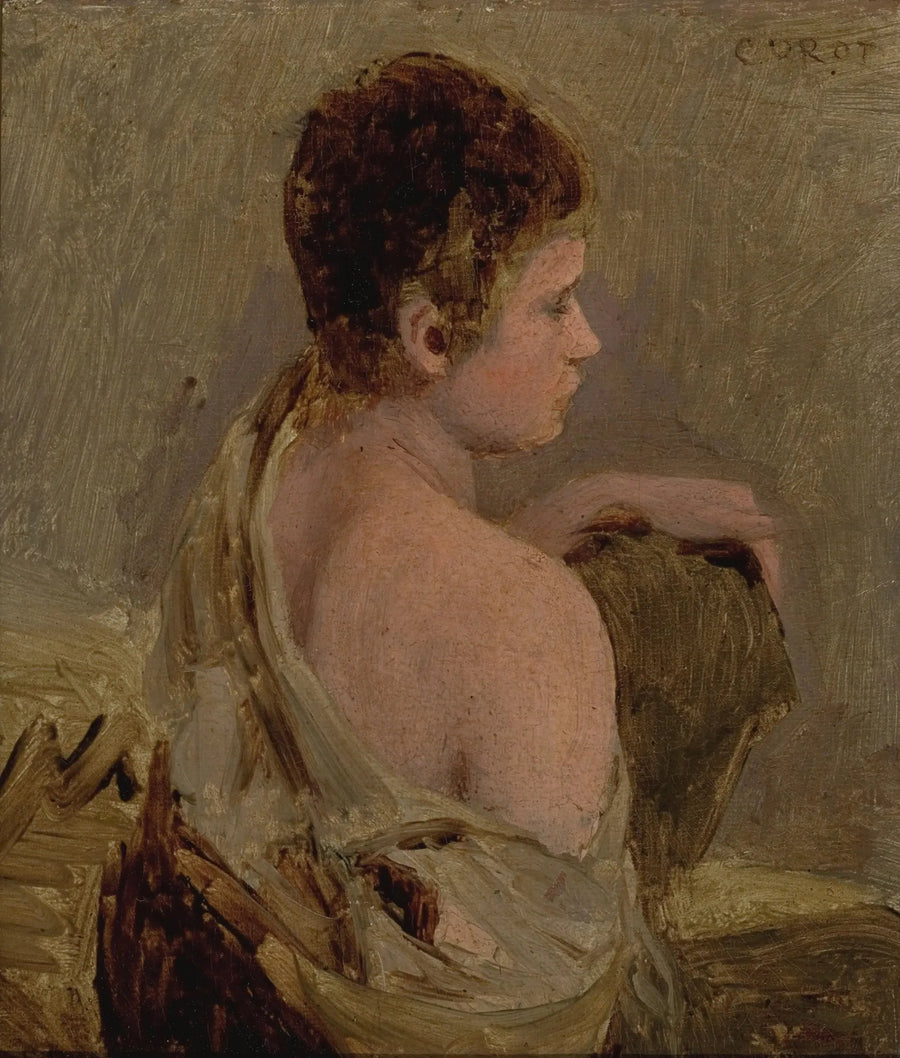 Genç Adam, Açık Omuzlu - Jean-Baptiste Camille Corot