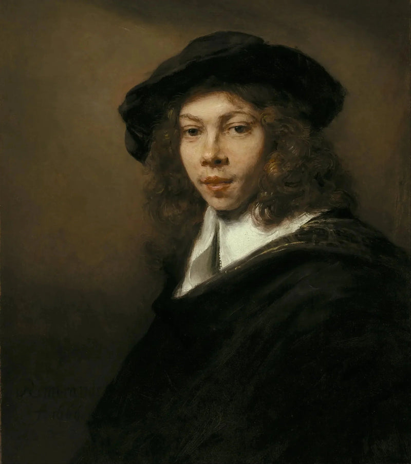 Siyah şapkalı genç - Rembrandt