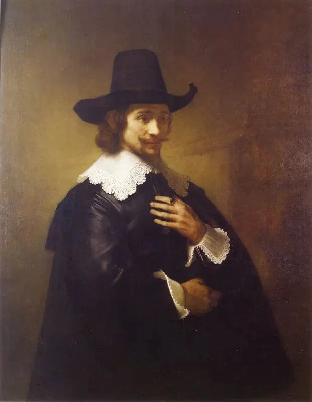 Geniş kenarlı şapka takan genç bir adamın portresi - Rembrandt