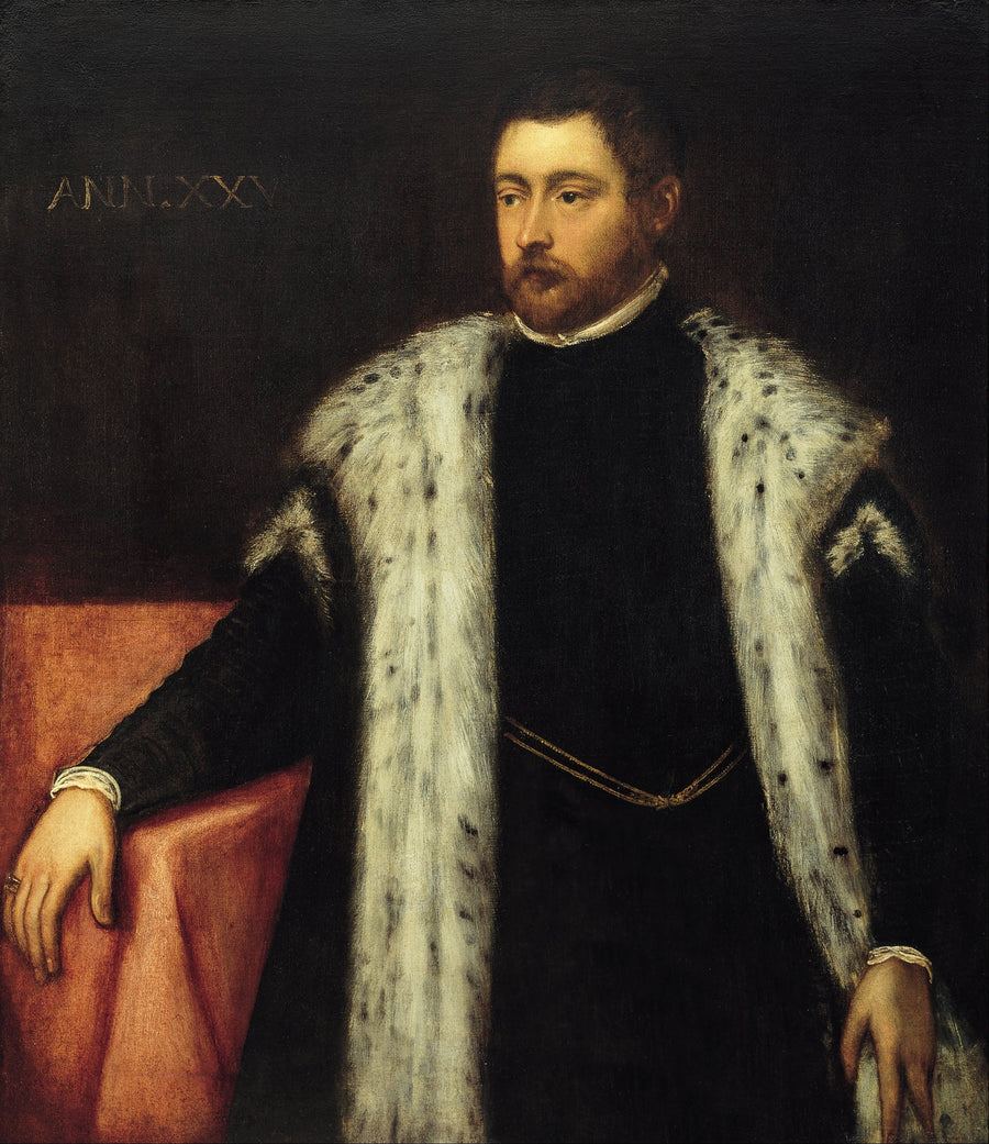 Kürk astarlı ceketli yirmi beş yaşında genç adam - Jacopo Tintoretto