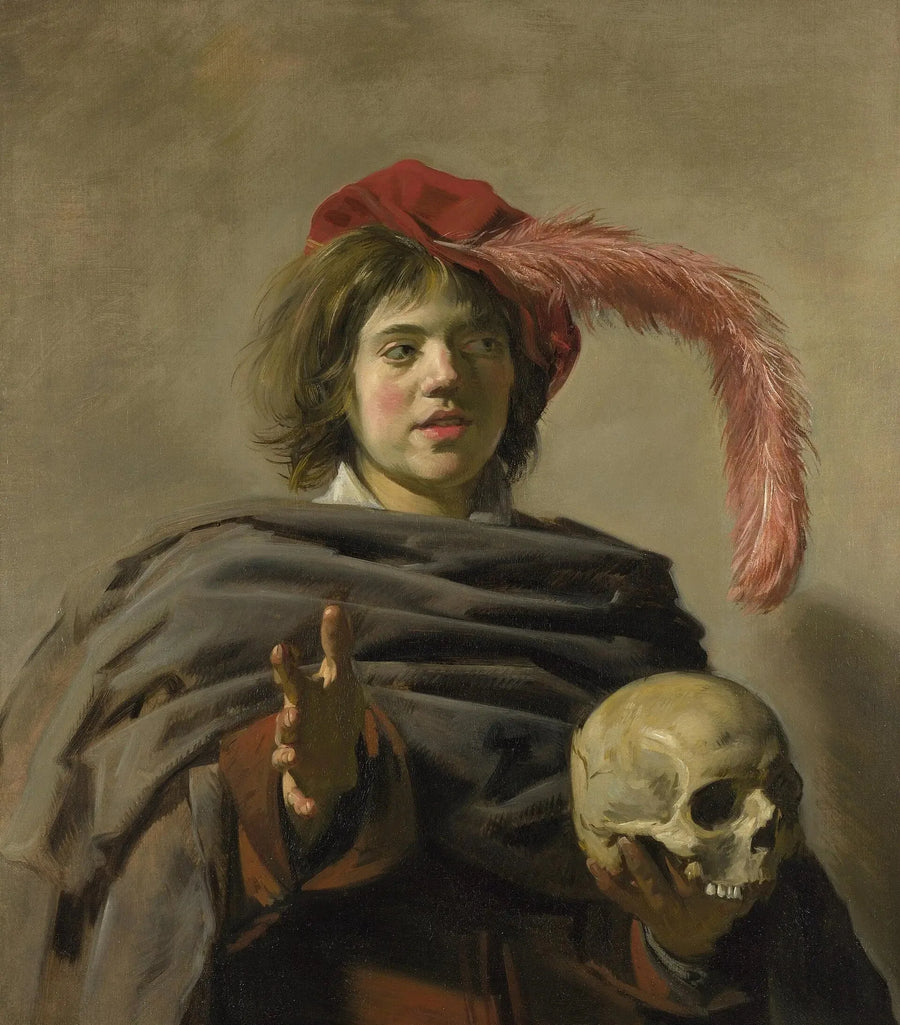Genç adam bir kafatası tutuyor - Frans Hals