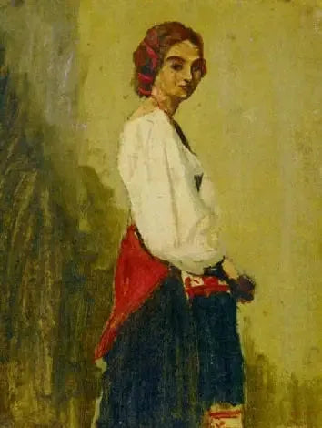 Genç İtalyan ayakta, vücut profilden ve baş yüz hizasında - Jean-Baptiste Camille Corot