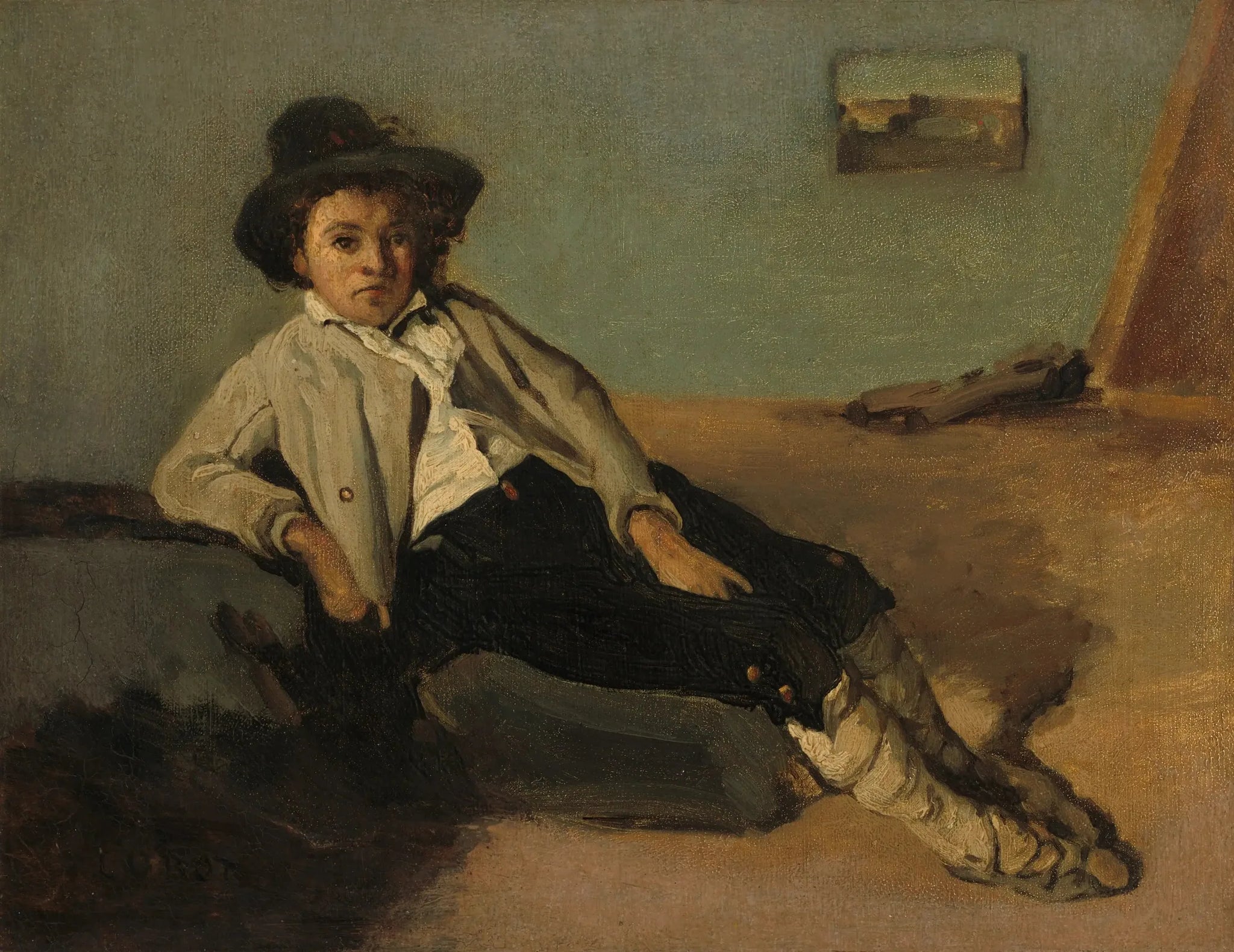 Jeune Paysan italien - Jean-Baptiste Camille Corot image 1 tableau peint à l’huile sur toile