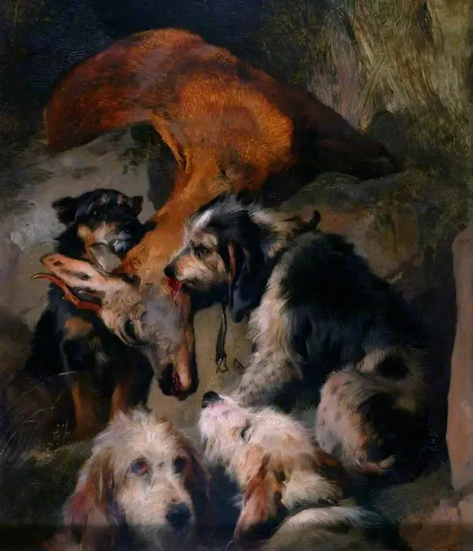 Genç Geyikler ve Av Köpekleri - Edwin Henry Landseer