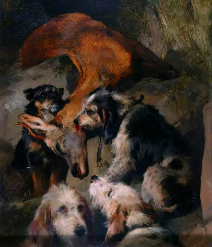 Genç Geyikler ve Av Köpekleri - Edwin Henry Landseer