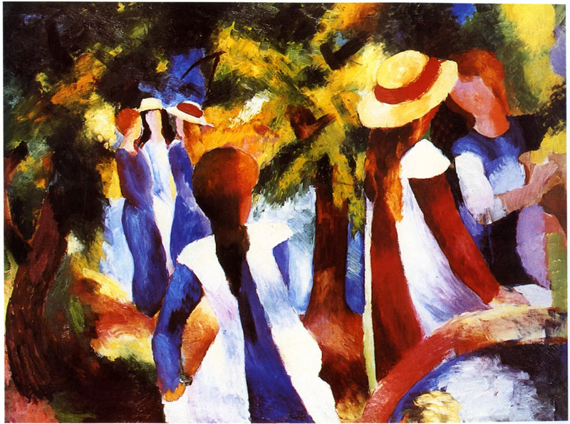 Ağaçların Altındaki Genç Kızlar - August Macke