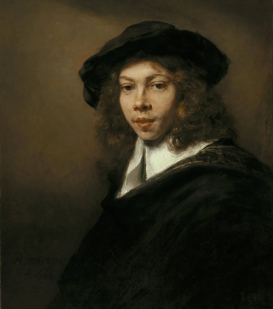 Siyah şapkalı genç - Rembrandt