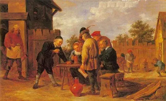 Zar ve kegel oyuncuları bir han içinde - David Teniers genç