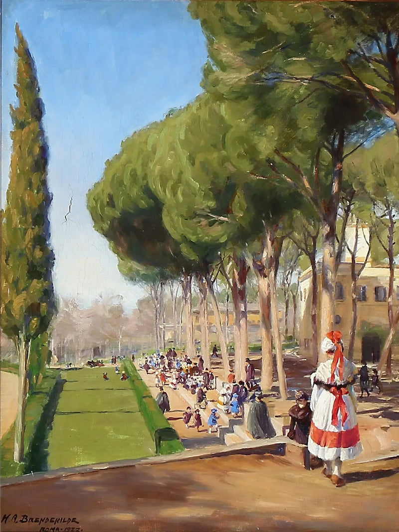 Roma'daki Villa Borghese'de Yaz Günü - H. A. Brendekilde