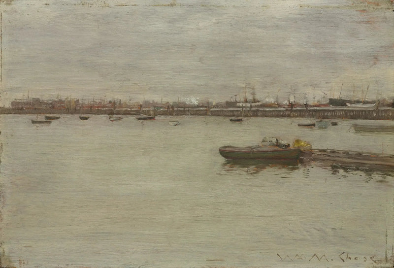 Gri Gün Batımı Körfez Üzerinde - William Merritt Chase