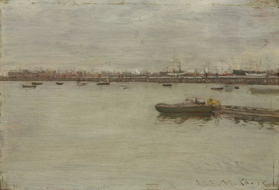 Gri Gün Batımı Körfez Üzerinde - William Merritt Chase