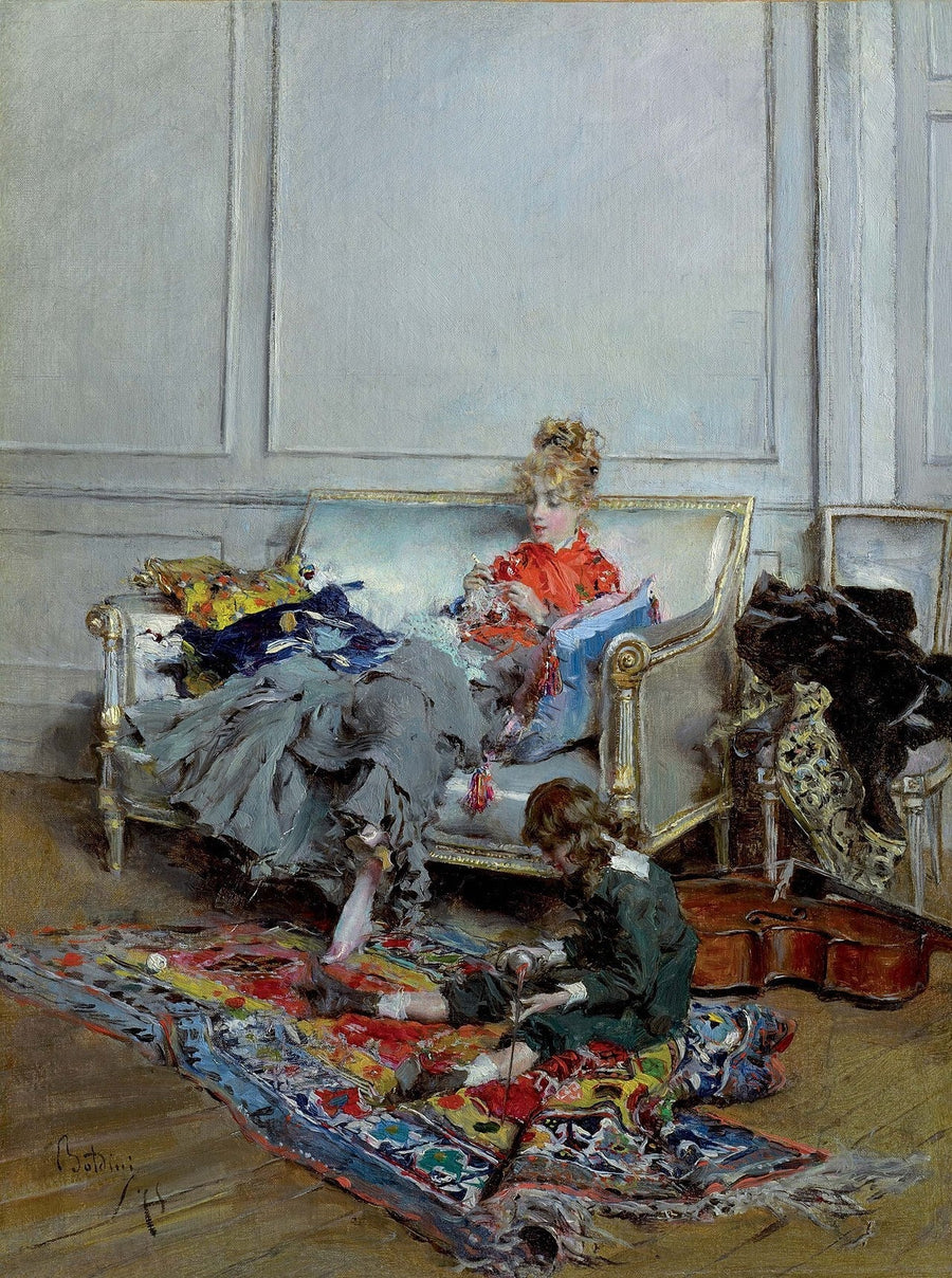 Huzurlu Günler veya Tığ İşiyle Genç Kadın - Giovanni Boldini