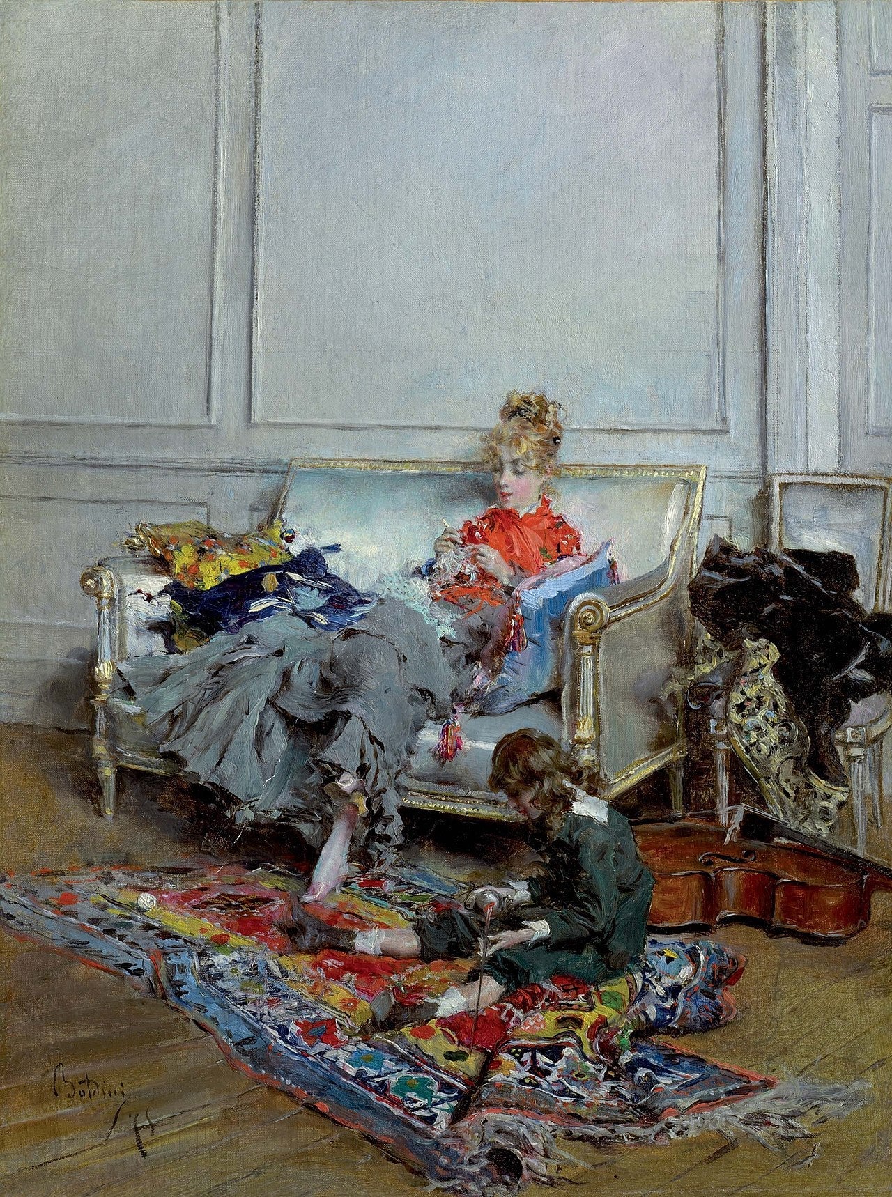 Jours tranquilles ou Jeune Femme au crochet - Giovanni Boldini