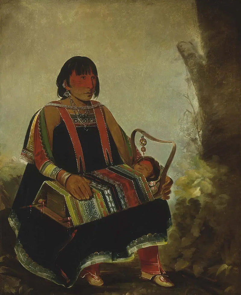 Jú-ah-kís-gaw, Çocuklu Kadın Beşiğinde - George Catlin